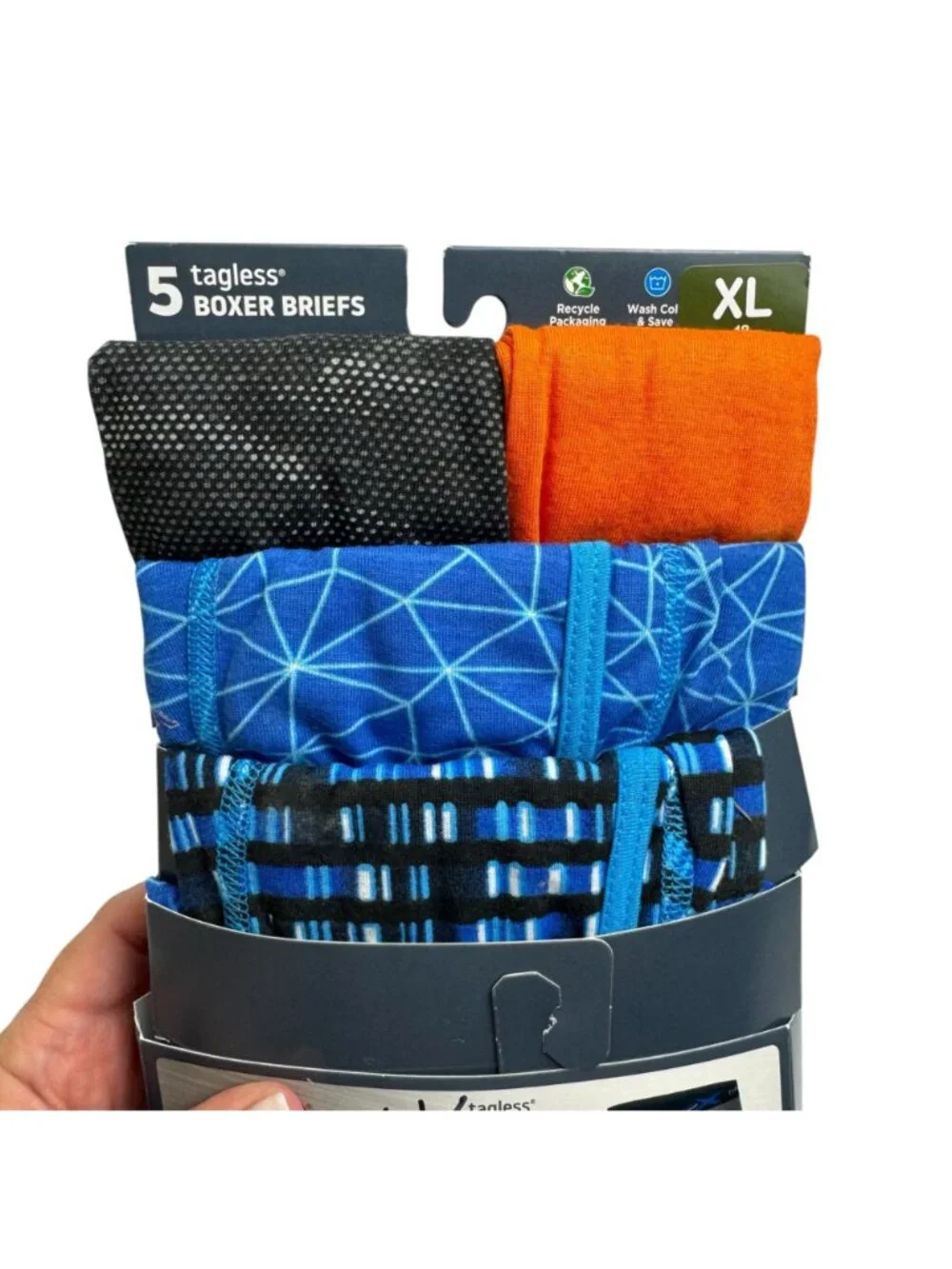 Hanes NEW 4-Pack Sport X-Temp Boxer Brief Youth XL(18) Black Blue Orange Tagless